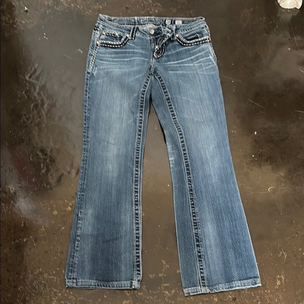 Miss Me Flare Jeans with Embellished Pockets